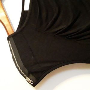 Kenar Black Cap Sleeve zipper detail Top - Sz S